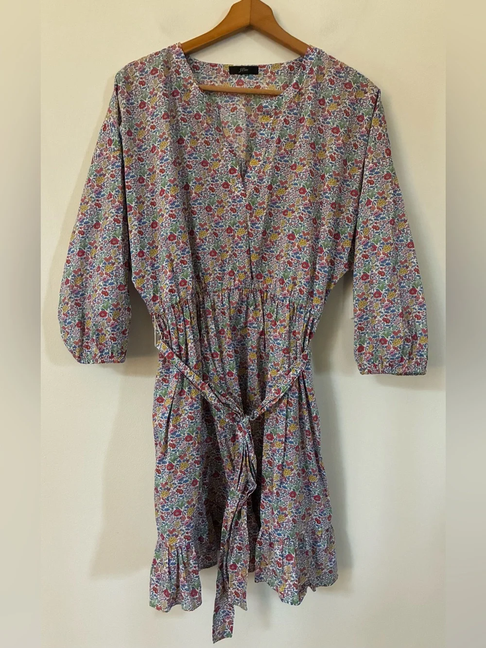 J. Crew Ruffle tie-waist dress in Liberty of London favorite flowers